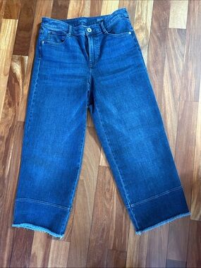 High-Rise Cropped Wide-Leg Jeans in Deep Blue